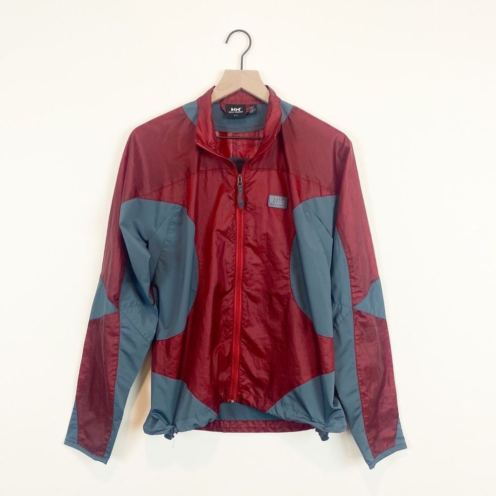 HELLY HANSEN Windbreaker Activewear Lightweight Jacket Red Gray Running Golf